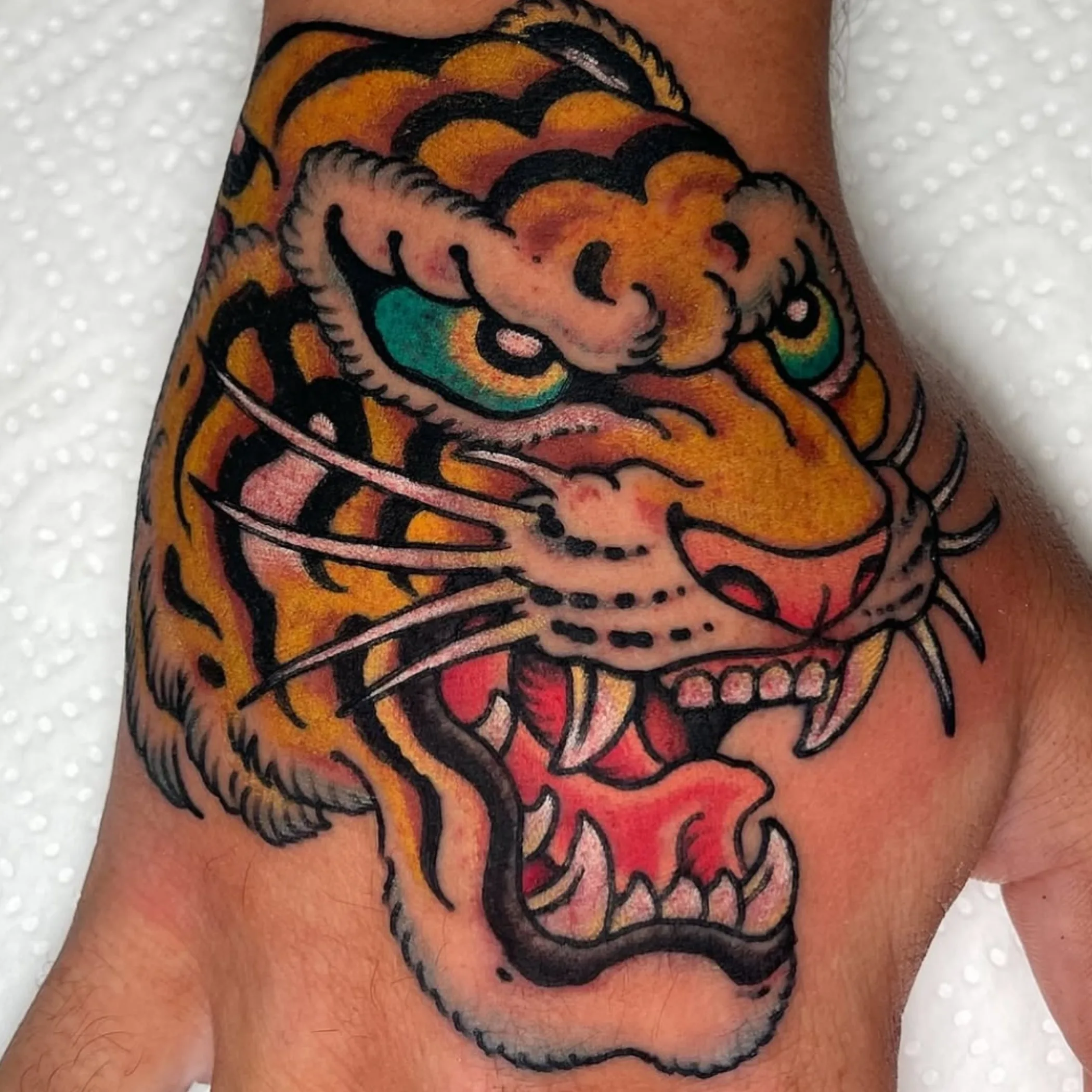 close-up view of a tattoo