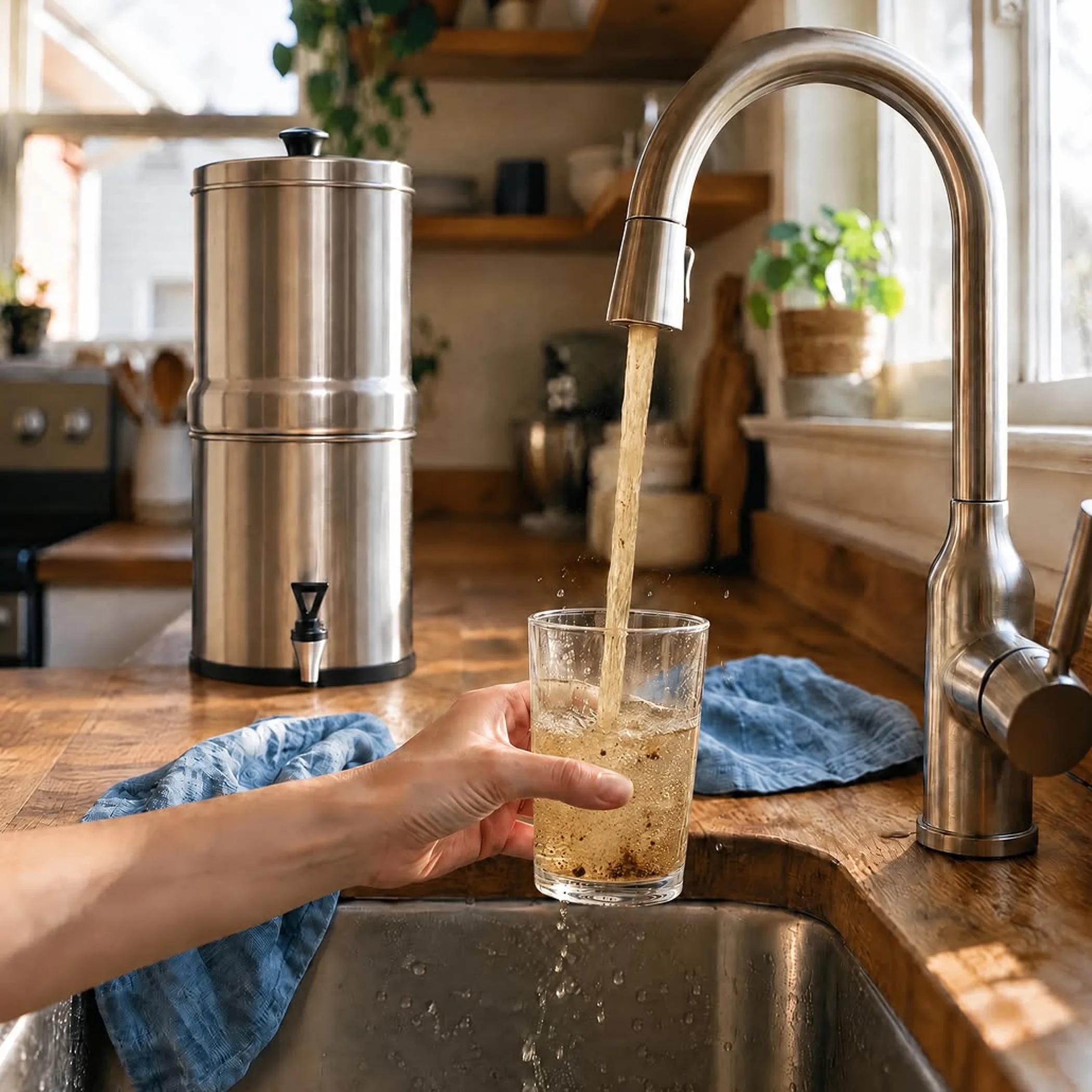 stainless steel tap and drinking water