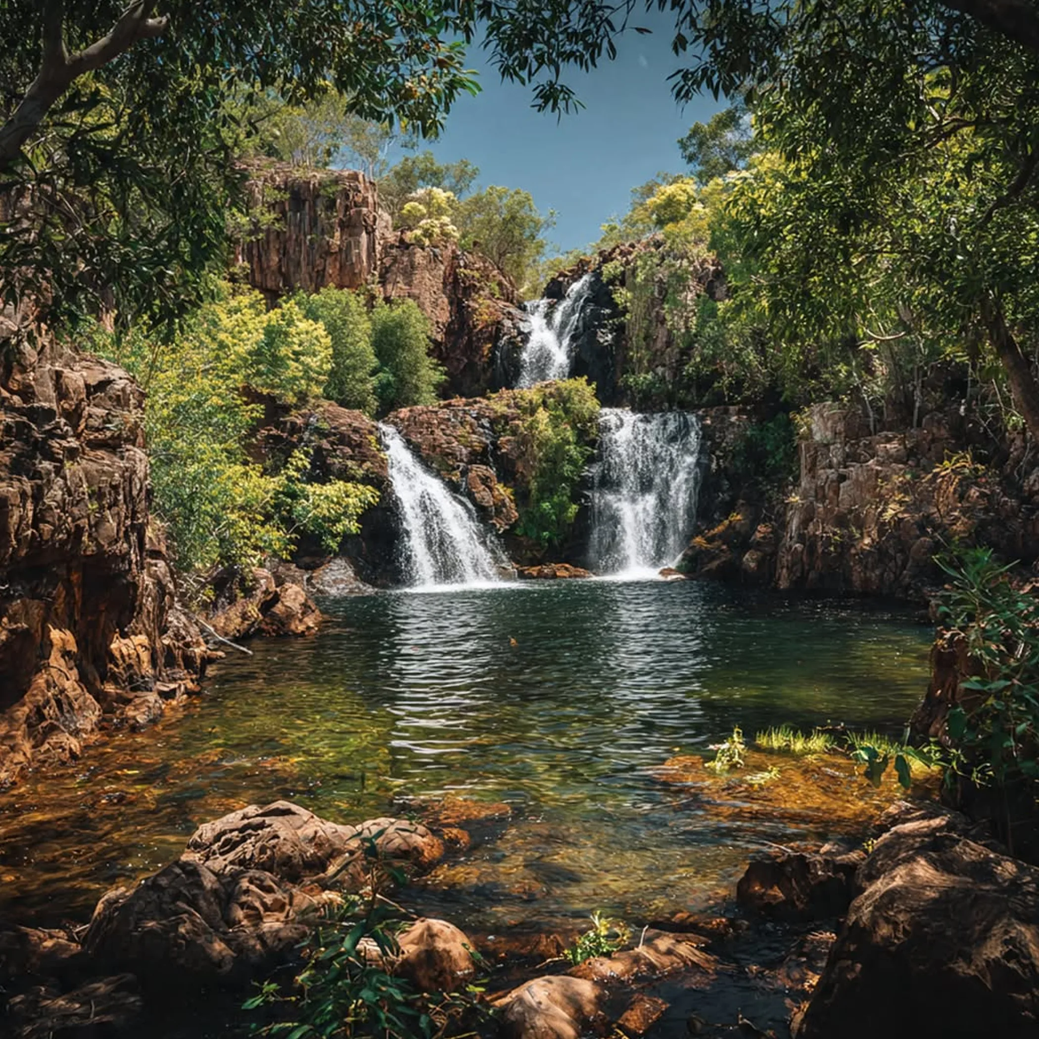 tropical waterfall in monsoon forest